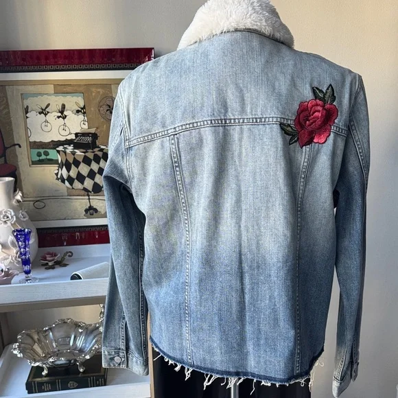 Rails Blue Denim Jacket with Pink Floral Detail - Picture 3 of 7